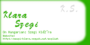 klara szegi business card